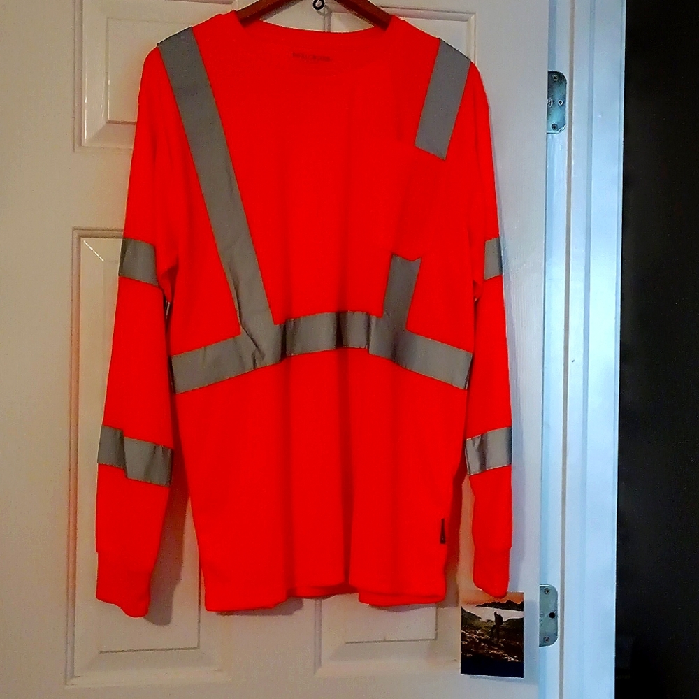 BASS CREEK WORKWEAR REFLECTIVE ORANGE LONG SLEEVE SHIRT SZ L NEW